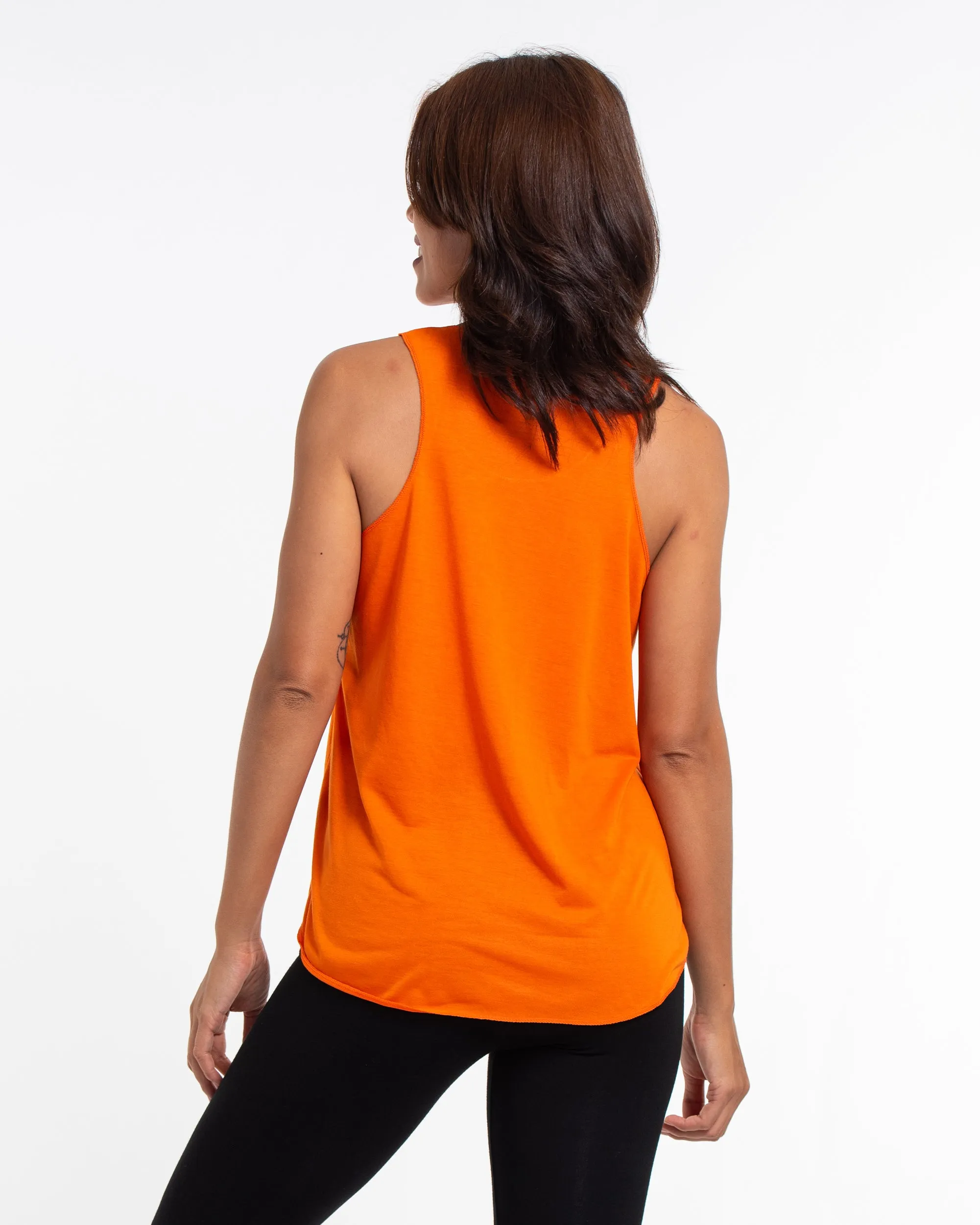 Womens Meditation Tree Tank Top in Orange